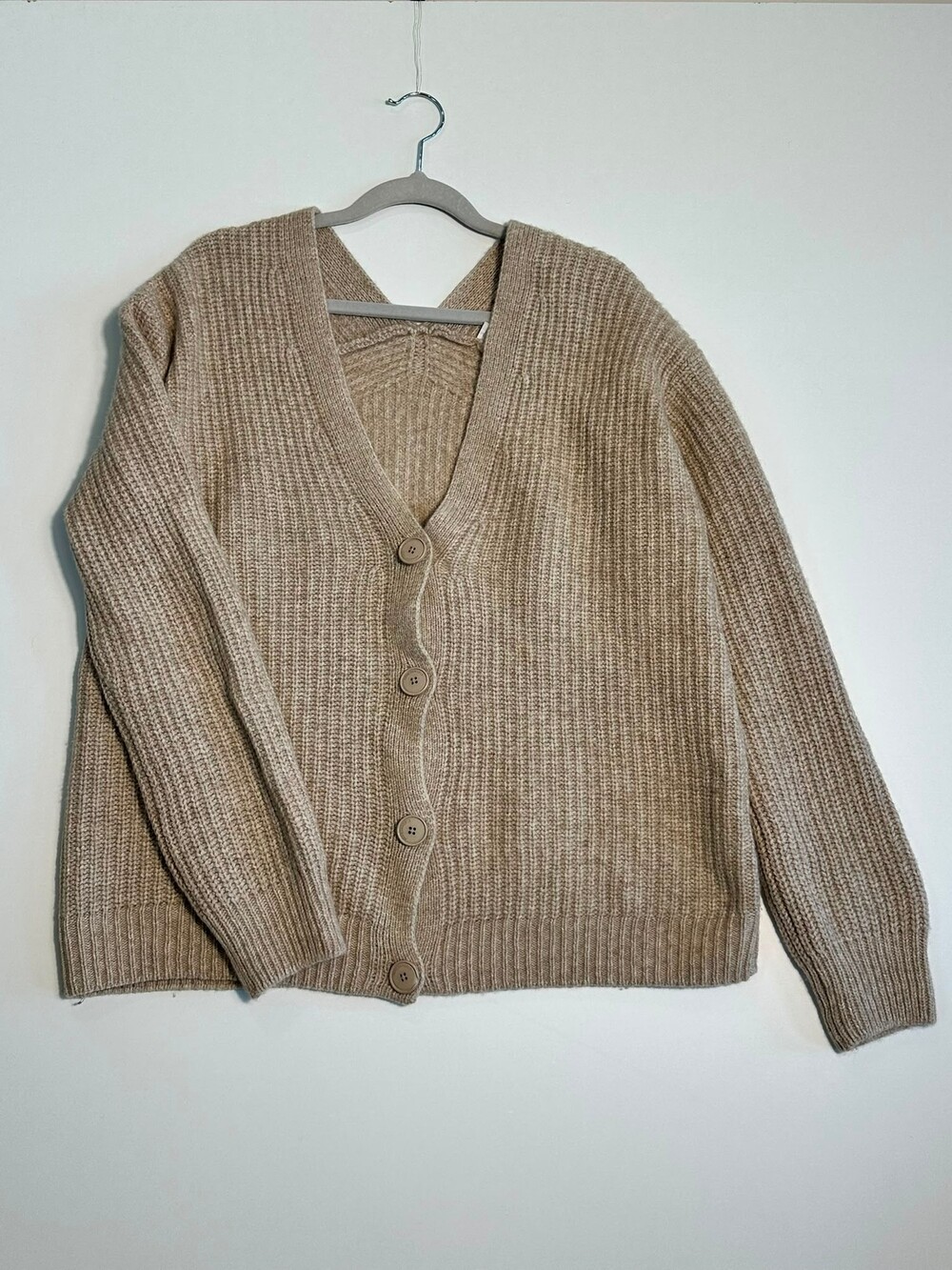 ARMEDANGELS Beige Chunky Rib Knit Button Cardigan Sweater Size S - Picture 2 of 5